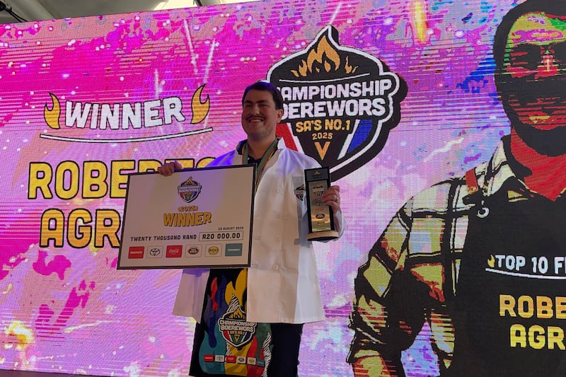 Roberto-Rui Agrela took home the Toyota Fortuner 2.4 GD-6 and R20,000 in the Championship Boerewors Competition after being crowned the boerie master.
