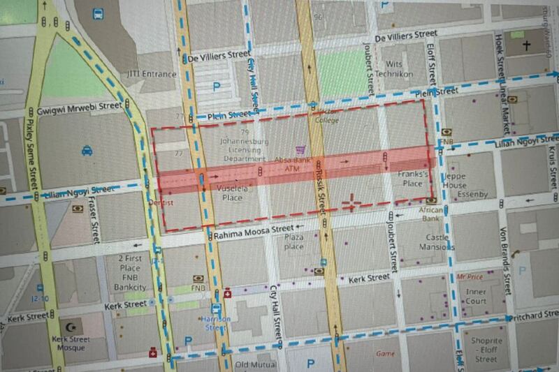 The affected area and alternative routes.