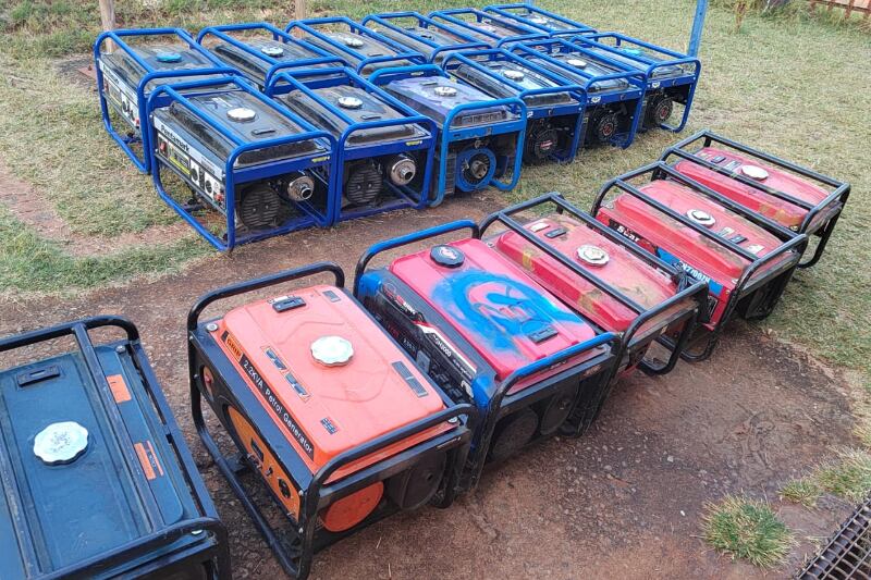 The equipment found when police arrested suspected illegal miners.