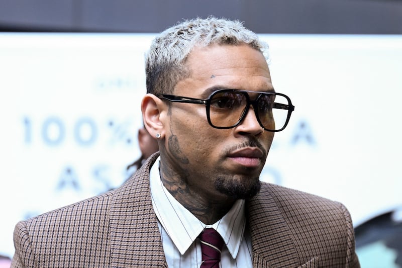 US singer Chris Brown, who has been charged with inflicting grievous bodily harm in what prosecutors said was an "unprovoked attack" on a music producer at the Tape nightclub in central London in 2023, outside the Southwark Crown Court in London on July 11 2025.