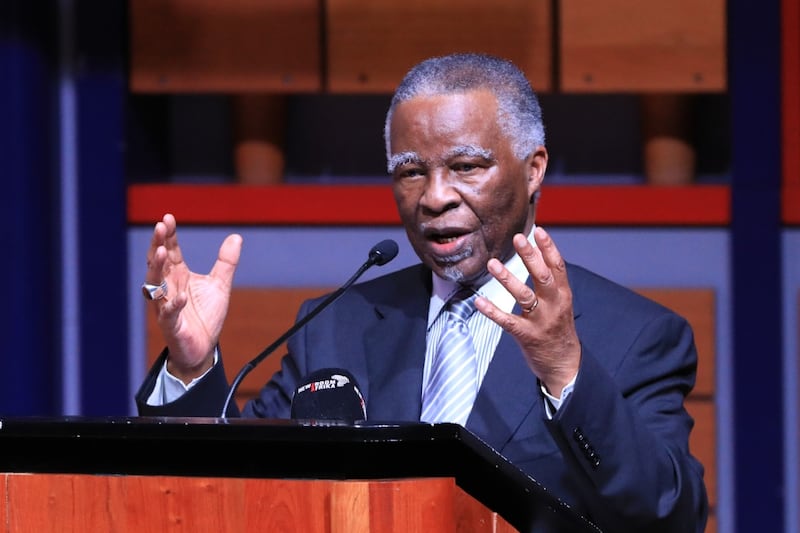 Former president Thabo Mbeki addressing Unisa students at an event organised by the university's school of public and international affairs in Pretoria.